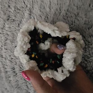 White and Black Textured Scrunchie